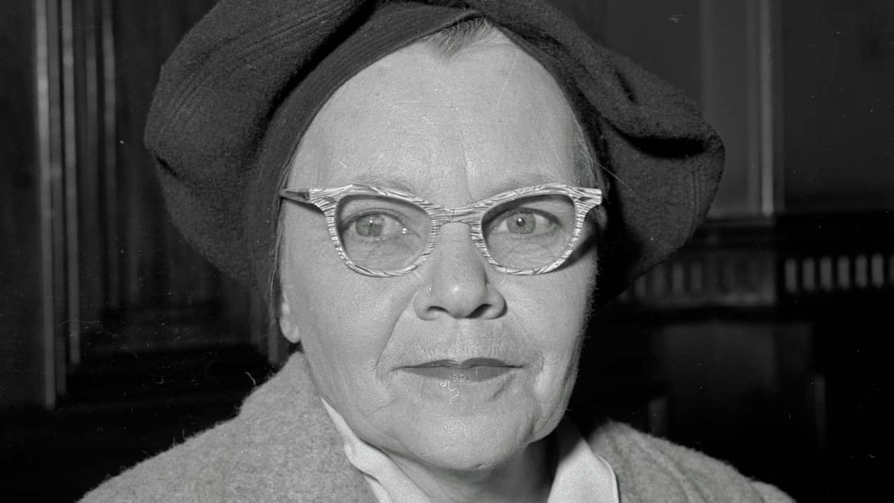 A black and white photo of Pearl Gibbs.