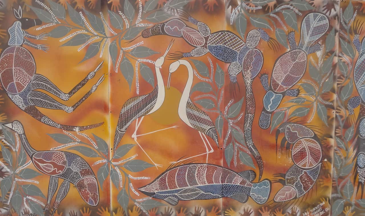 Mural outside Winnunga Nimmityjah Aboriginal Health and Community Services, Canberra.