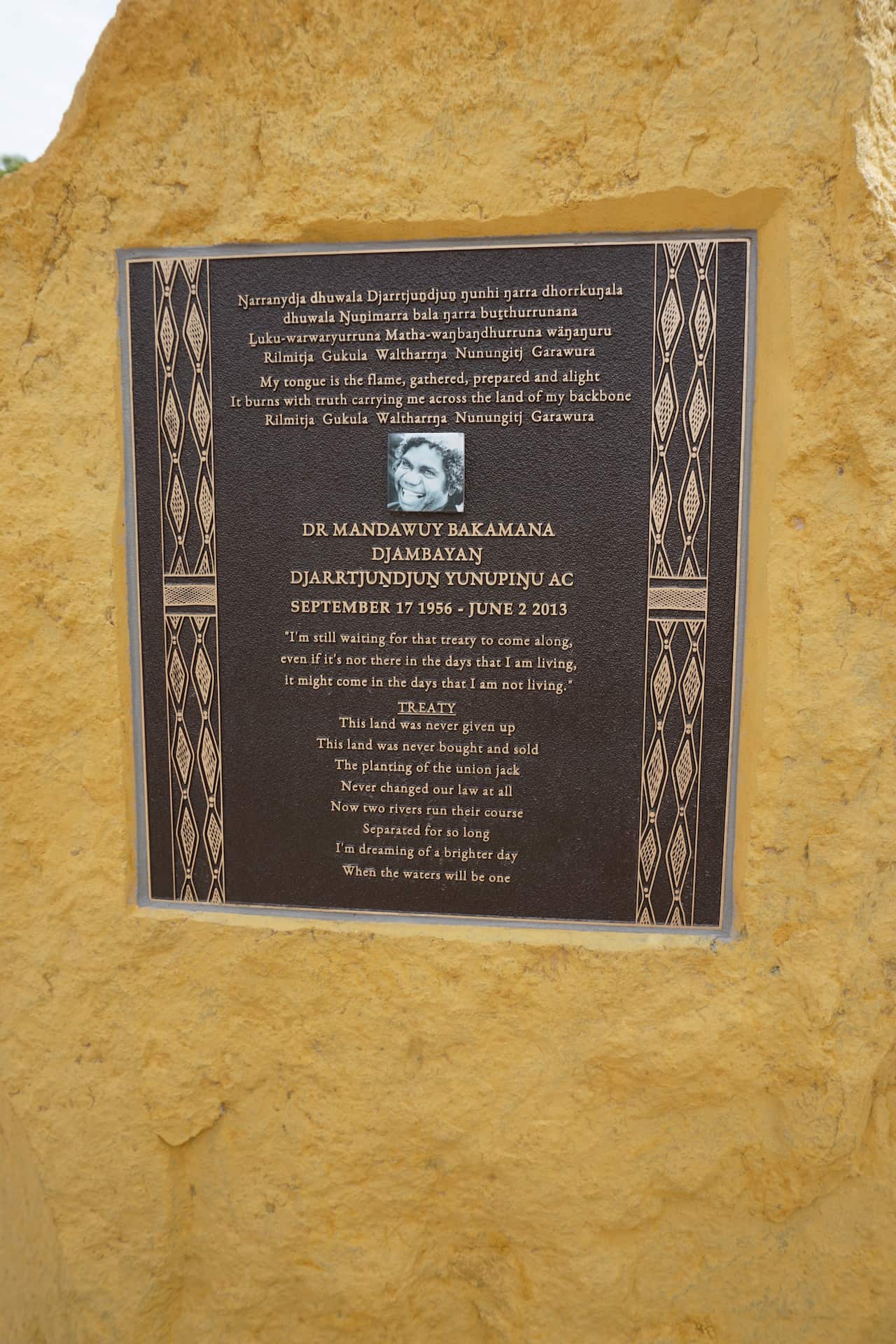 Commemorative plaque at the birthplace of Treaty, 7 June 2018, Birany Birany. Photo courtesy Aaron Corn