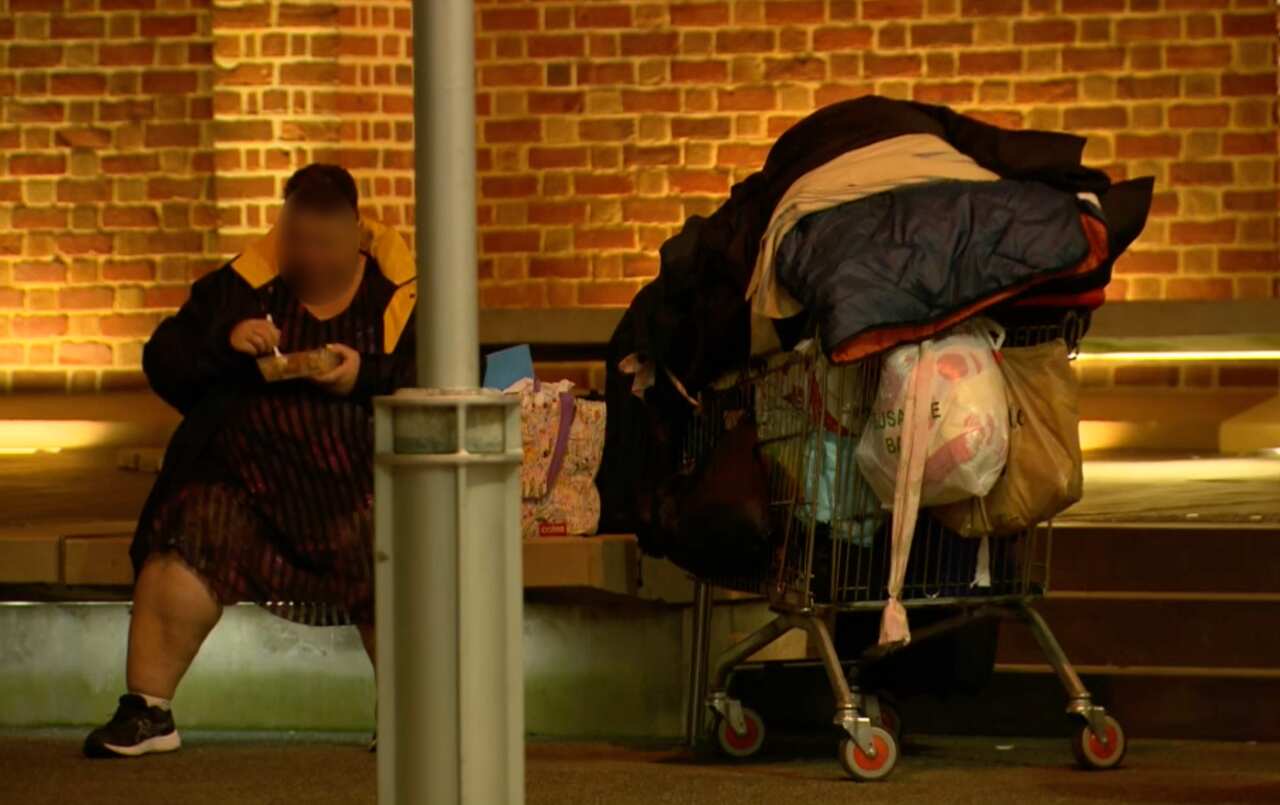 A woman experiencing homelessness  on the streets of Perth.