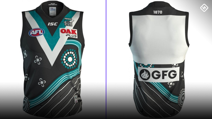 The Port Adelaide 2019 guernsey was designed by artist Sam Powell-Pepper
