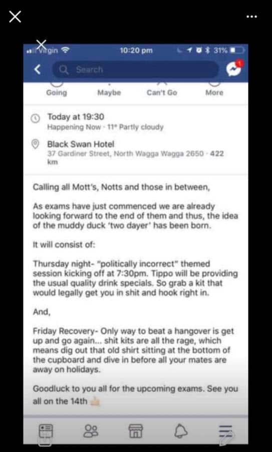 The 'politically incorrect' party was organised on Facebook.  