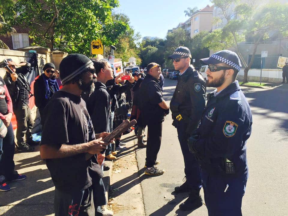 Anti-recognition protesters confront police at the Indigenous Summit outside Kirribilli House in Sydney (NITV)