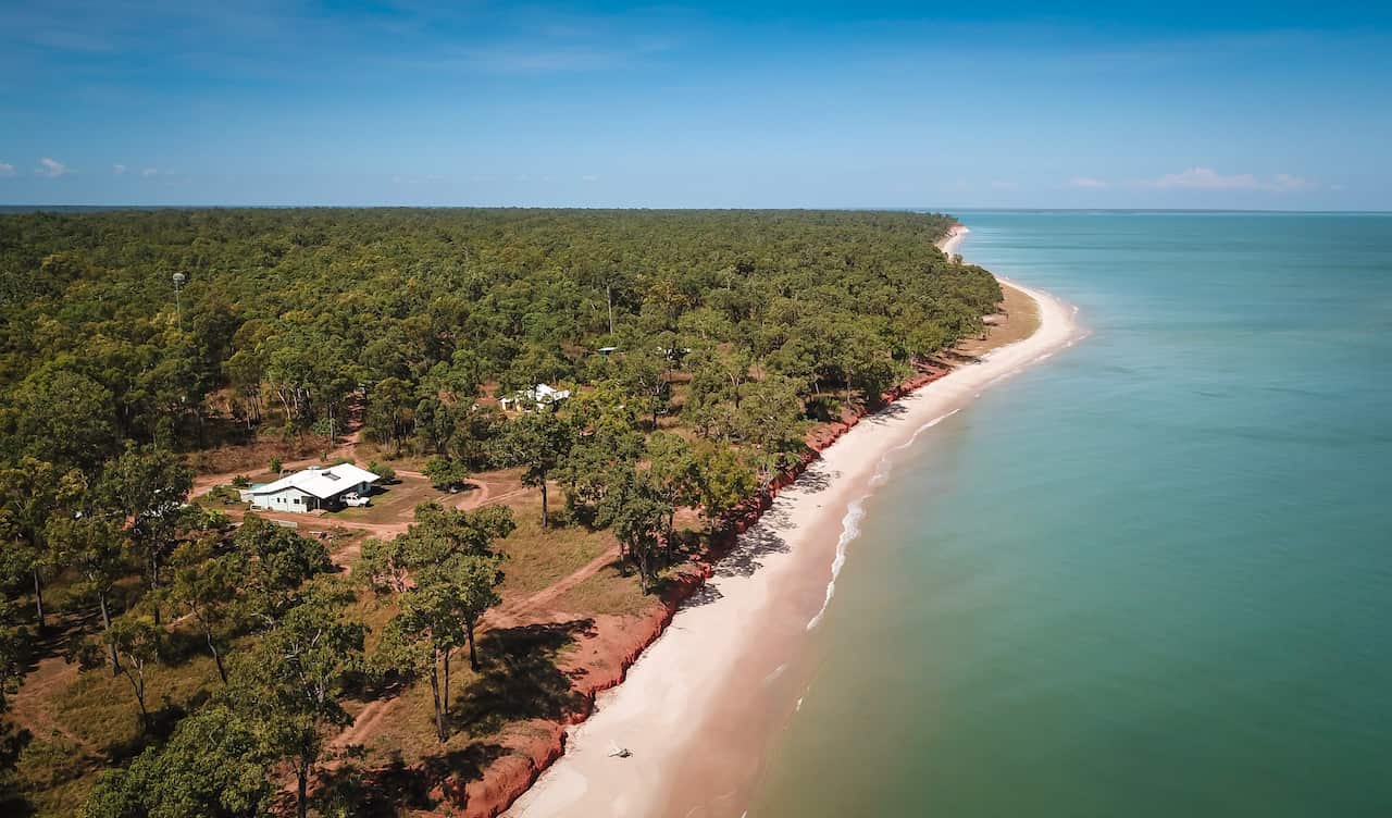 An aerial view of Putjamirra, with a local's house.