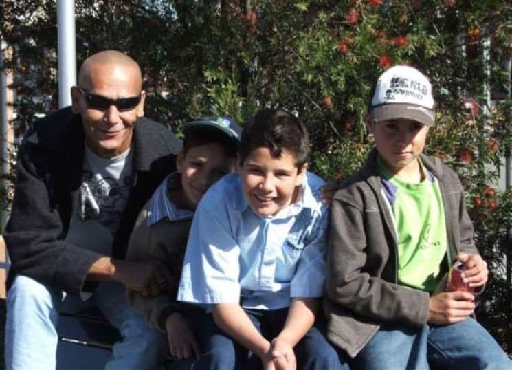 Father Richard Mills, brothers Aaron, Nathan Webb and Matty Webb. 