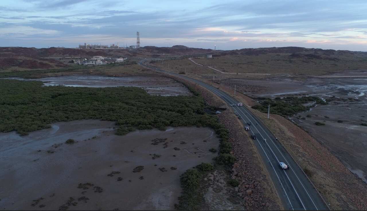 Protestors have blocked the road, cutting off access to major industrial plants in the Pilbara.