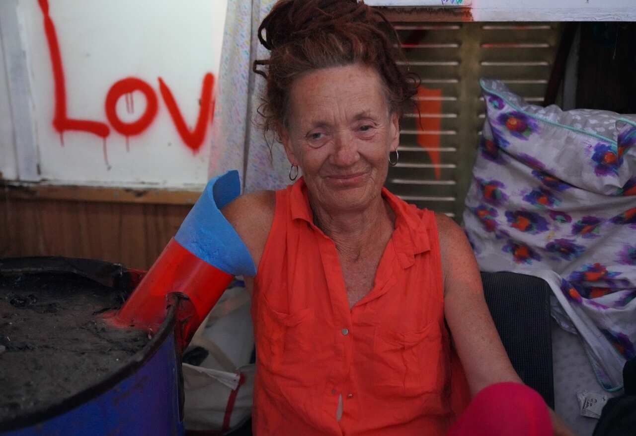 Petrina is one of the protestors who has encased her arm in cement.