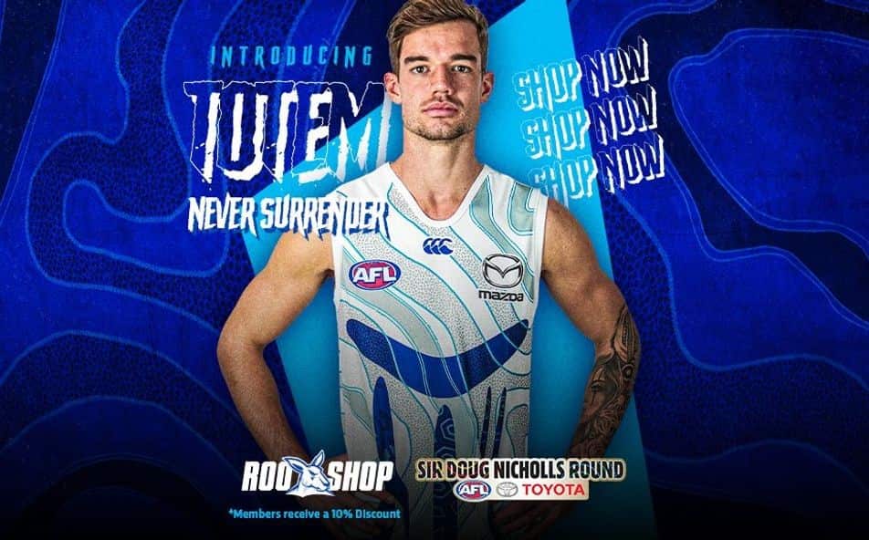 The 2020 North Melbourne Kangaroo's Indigenous round guernsey.