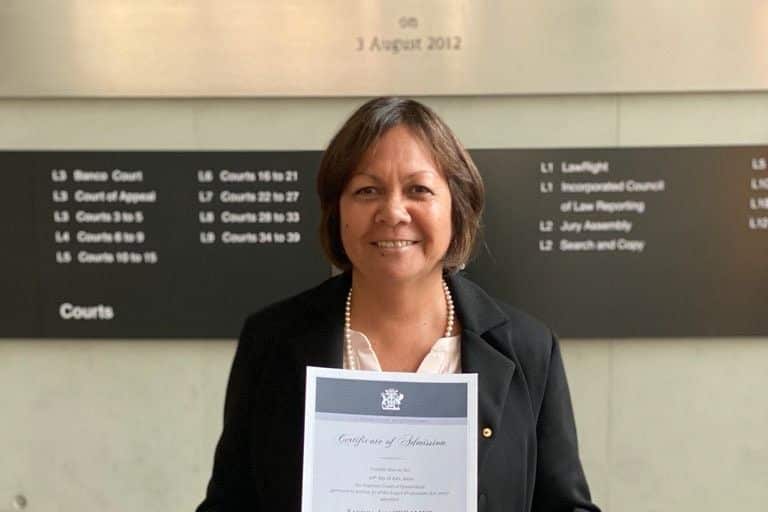 Waanyi and Kalkadoon woman, Sandra Creamer at her admission to the Queensland Supreme Court.