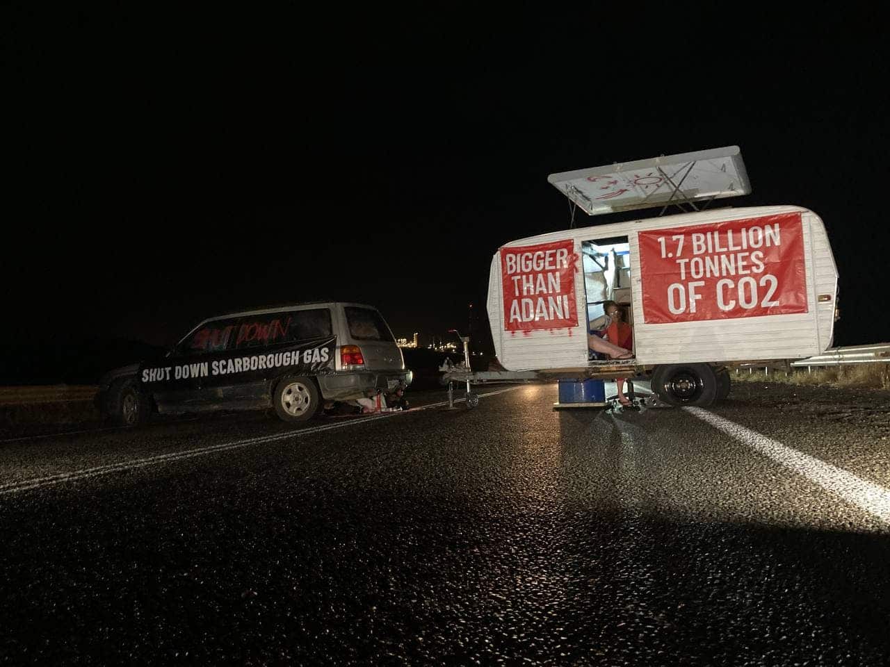 The protestors set up the blockade at dawn