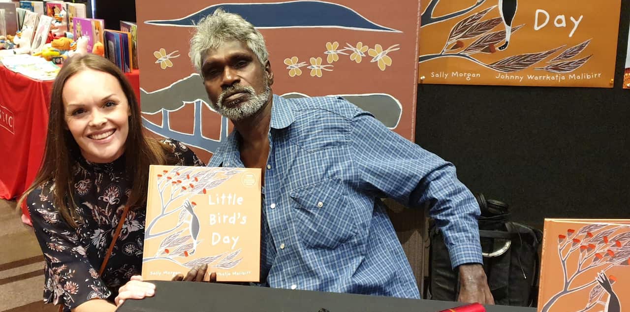 Charmaine Ledden-Lewis, 2019 Kestin Indigenous Illustrator Award winner with Johnny Warrkatja Malibirr, inaugural winner and illustrator of Little Bird's Day.