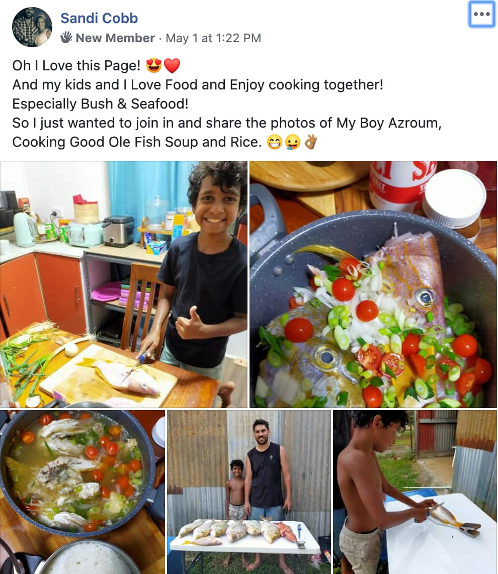 Mob Feeds on Facebook is a popular group to share blackfella feeds during Covid-19isolation.