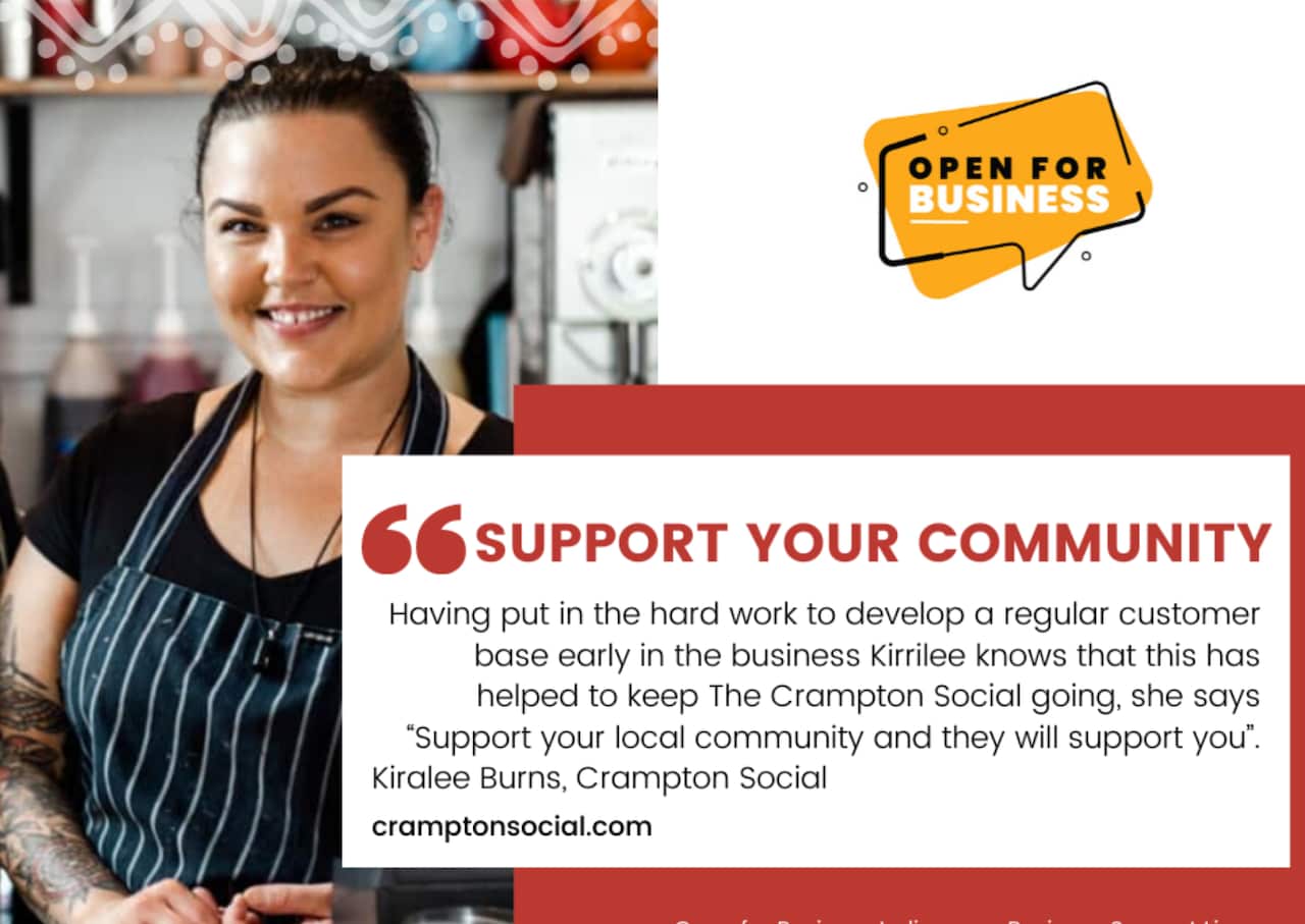Kirrilee Burns is the owner of The Crampton Social in Brisbane West, and says her loyal customer base has helped her stay afloat during the COVID-19 pandemic. 