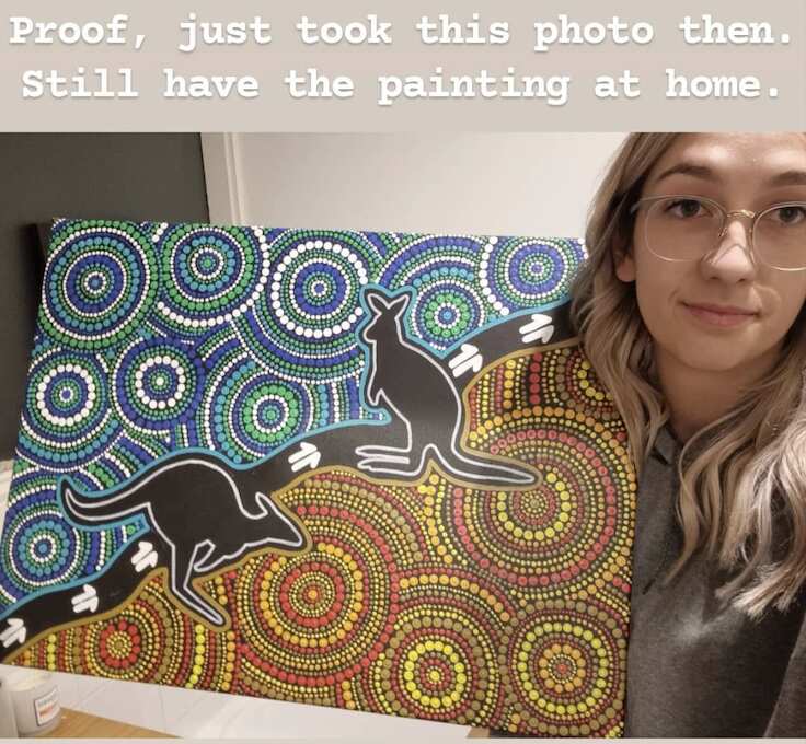 A post on Aboriginal artist, Elle Campbell's personal Instagram account where she said the photo was proof the design belonged to her. 