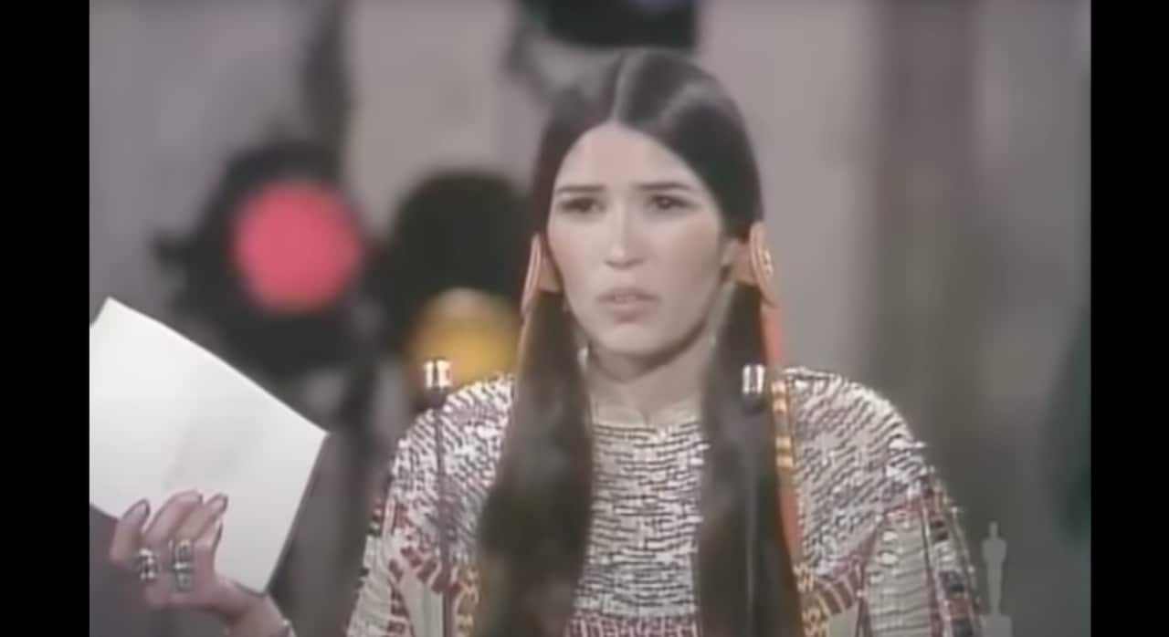 1973: Marlon Brando boycotted the Oscars and  Native American actress and activist Sacheen Littlefeather took the stage to refuse his Best Actor award
