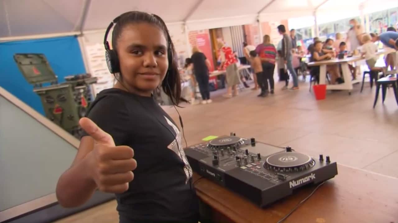 DJ Angel playing a gig at the Art Gallery of South Australia. 