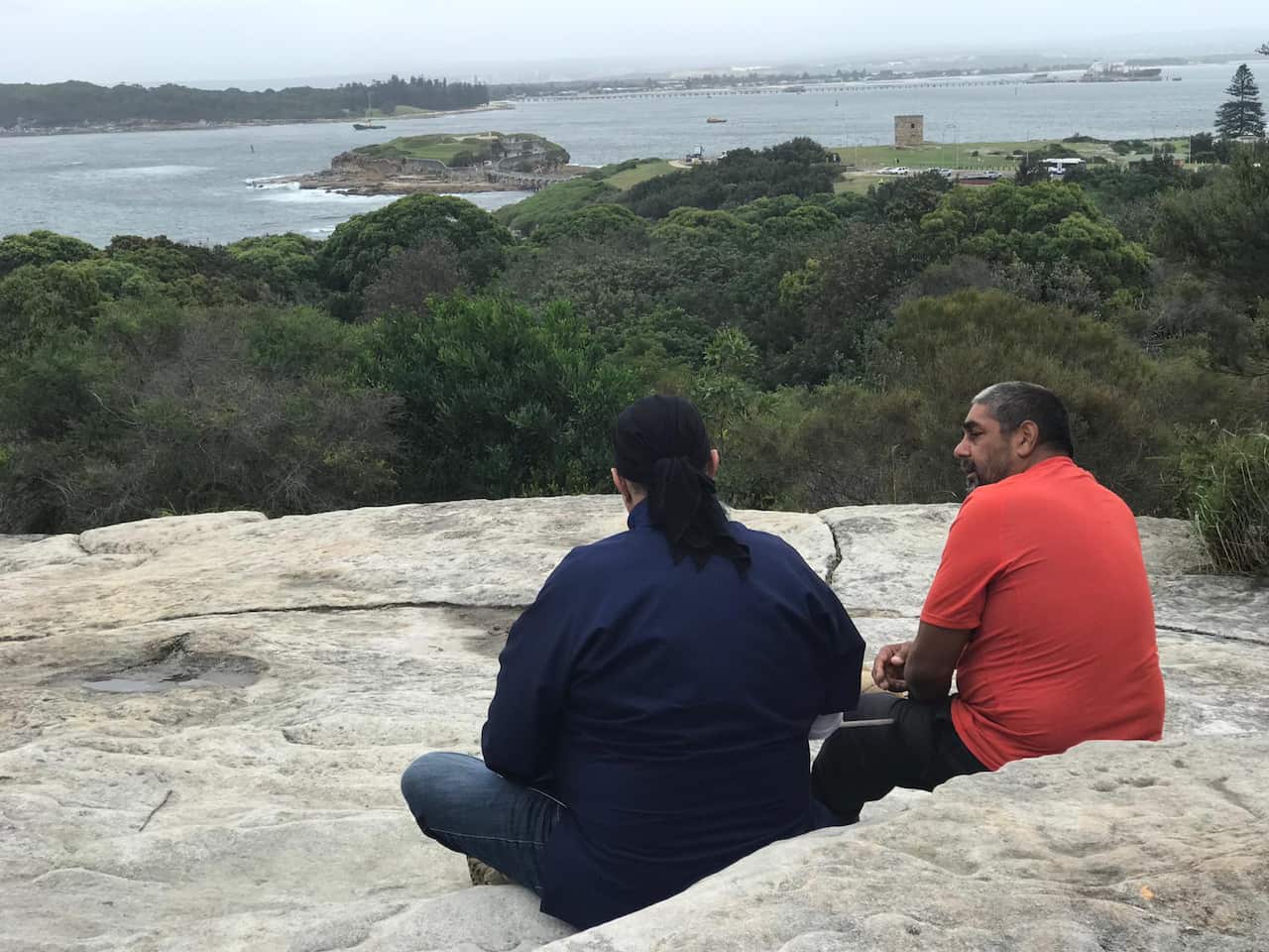 Steven Seagal with with Aboriginal Ranger Dean Kelly at La Perouse. 