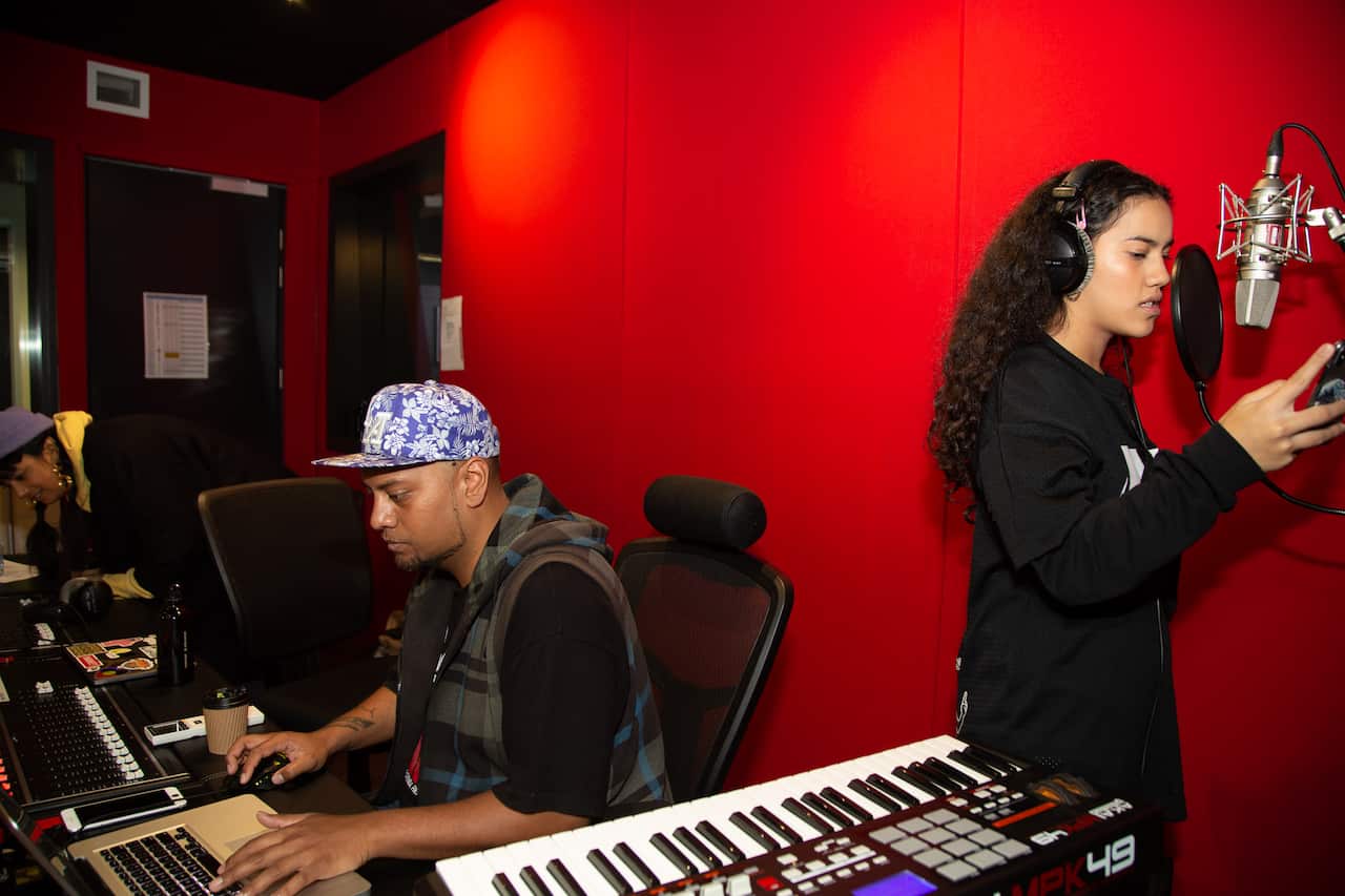 Rebecca Hatch in the studio