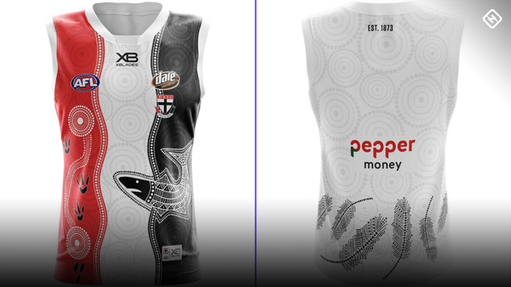 The 2019 St Kilda guernsey was designed by Emily Long (sister of Ben Long) and club graphic designer Megan Mitchell, represents the history of the Long family and the totems of their people.