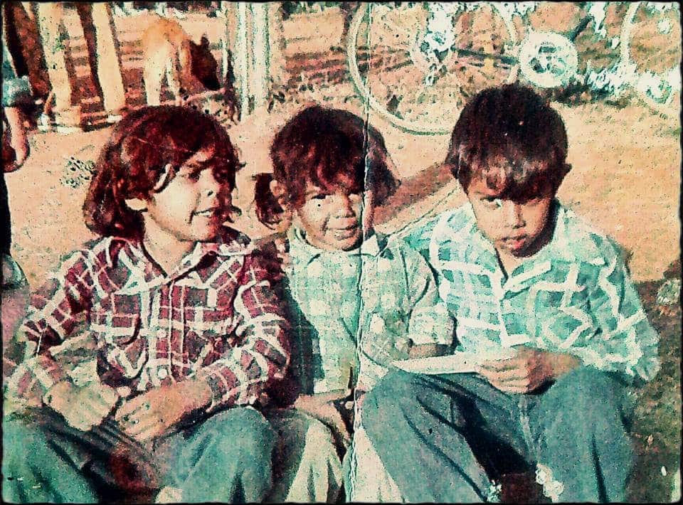 Steven Oliver with his sisters outside Cloncurry Show.