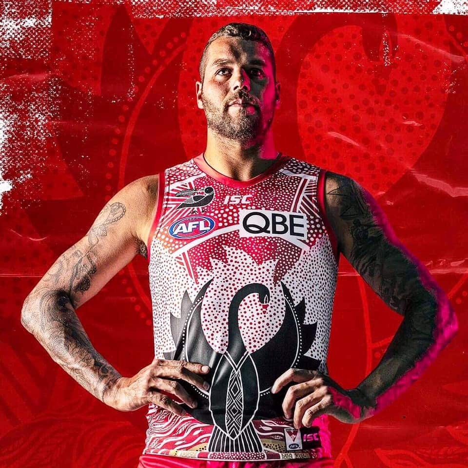 The 2020 Sydney Swan's Indigenous round guernsey.