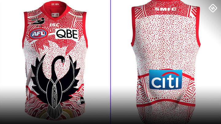 THe 2019 Sydney Swans guernsey is designed by Adam Goodes mum Lisa Sansbury