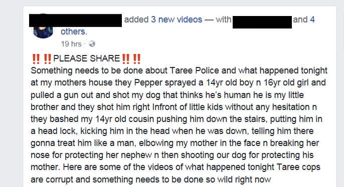 A recount of the incident was posted on Facebook.