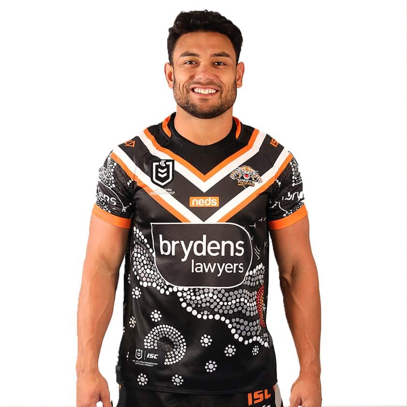 David Nofoaluma in the Wests Tigers' 2020 Indigenous Round jersey