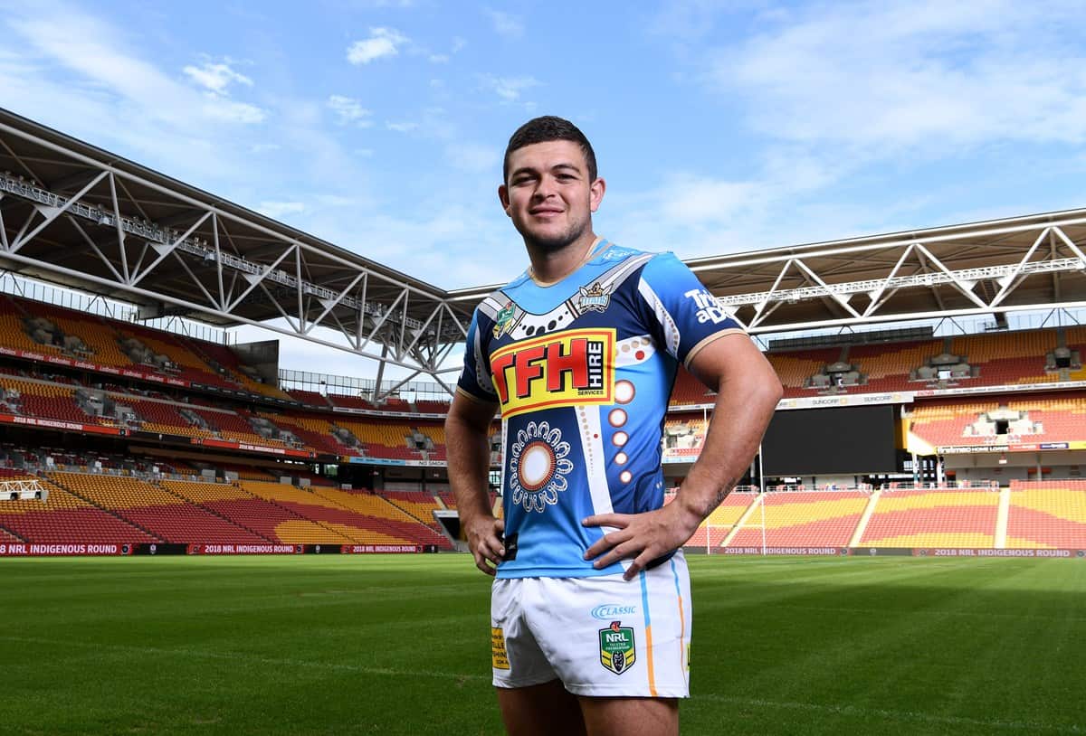 Ash Taylor in the Gold Coast Titans Indigenous Round jersey. 2018