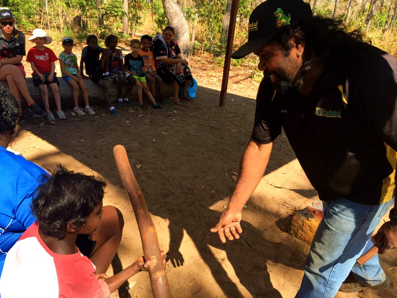 Pudakul Aboriginal Cultural Tours give cultural demonstrations for local kids in the Top End.  