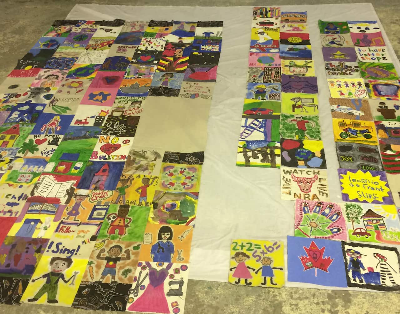 The Aboriginal Dreaming Quilt, under construction