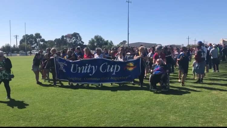 The Unity Cup's Walk of Solidarity led by Aunty Kaye Briggs