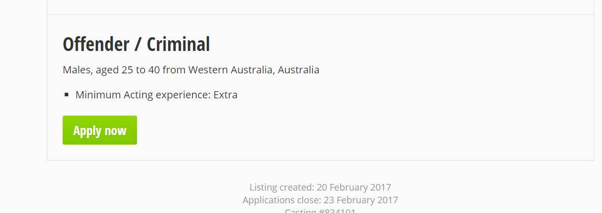 The job description for the offender.  