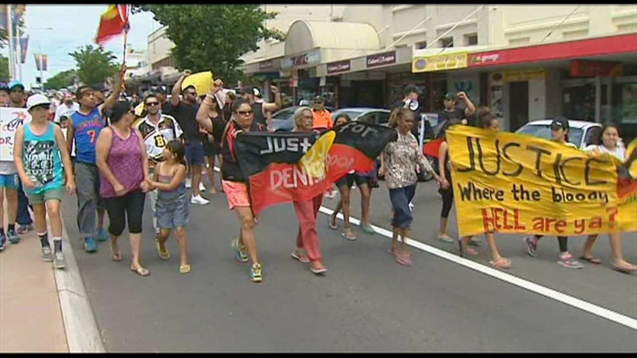 Protesters in Cowra. 