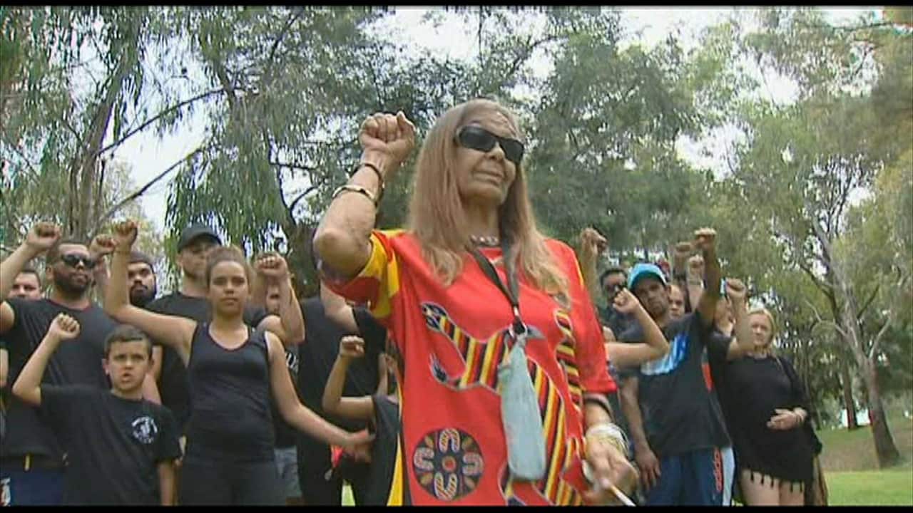 DJ's mother Roddina Doolan at the protest. 