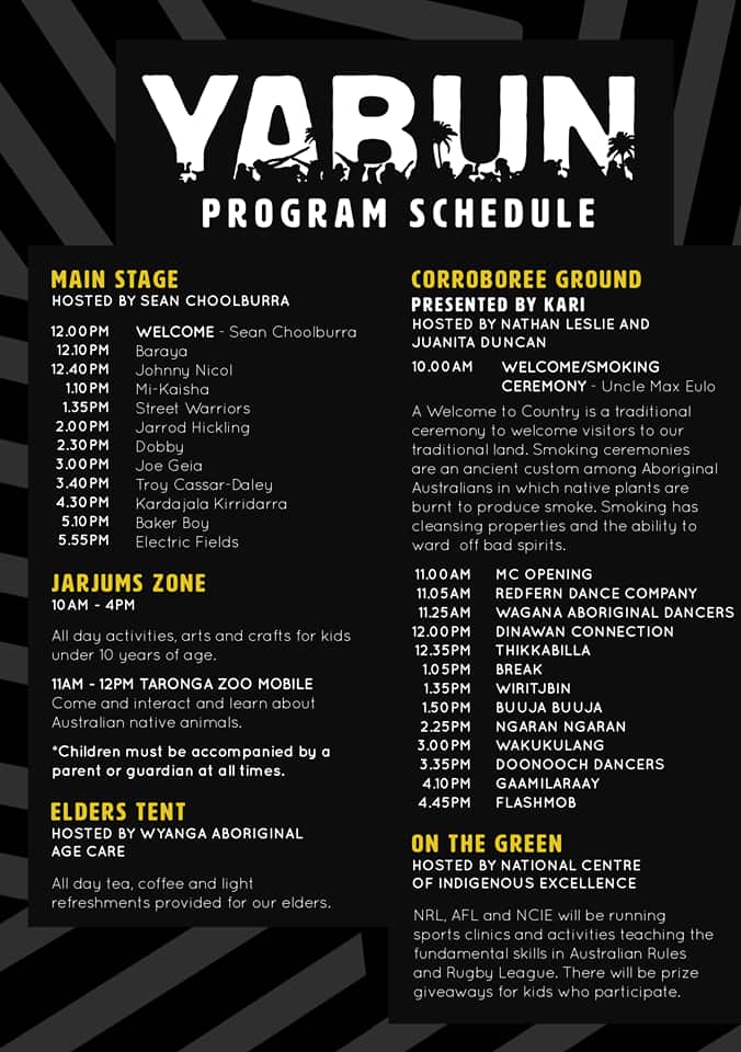 Yabun 2018 features the best established and up and coming Indigenous talent in a day of celebration of culture