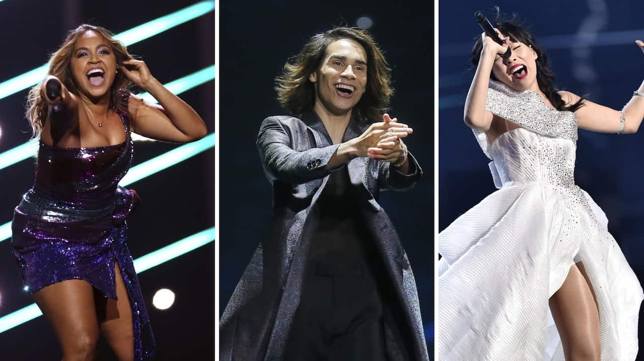 Australia's Eurovision performers Jessica Mauboy, Isaiah Firebrace and Dami Im 