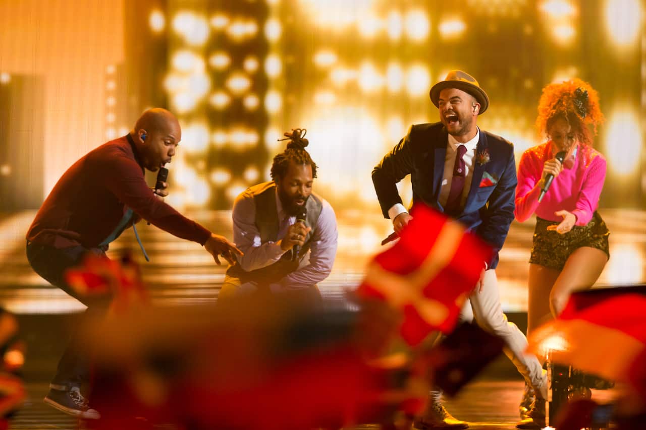 Guy Sebastian performs at the Eurovision 2015 grand final