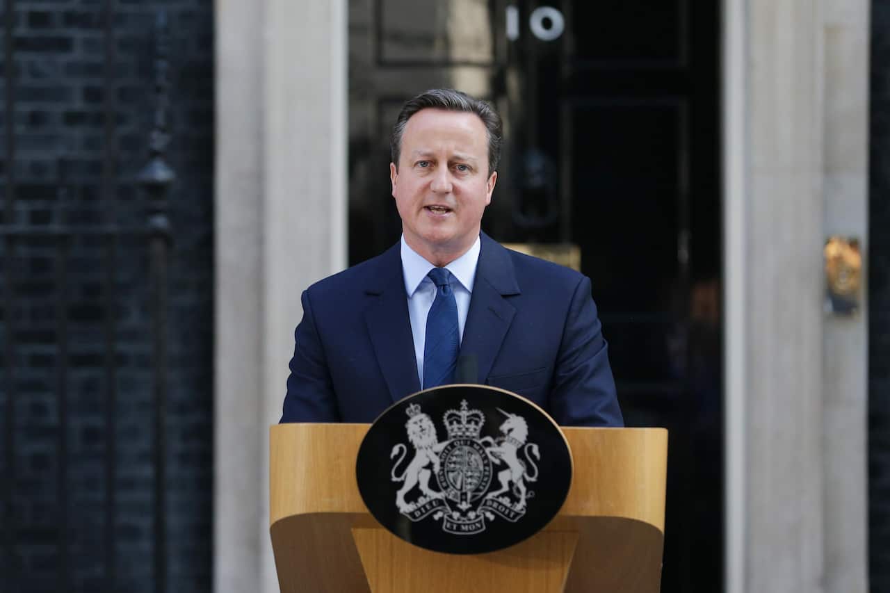 British PM David Cameron announcing his resignation (AAP)