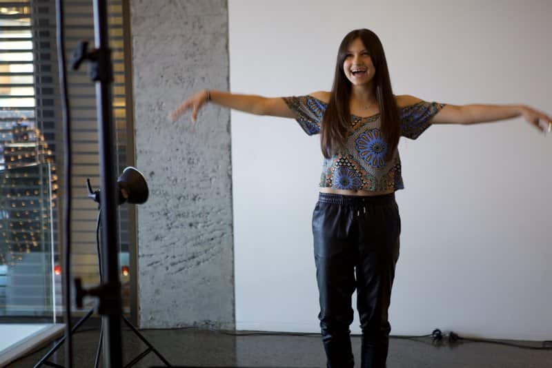 bella paige behind the scenes having fun