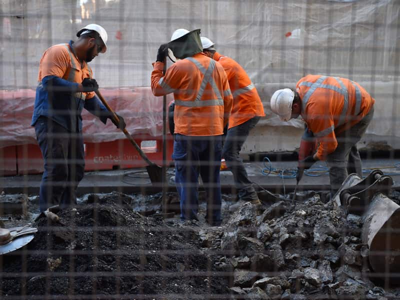 Road maintenance workers in Sydney