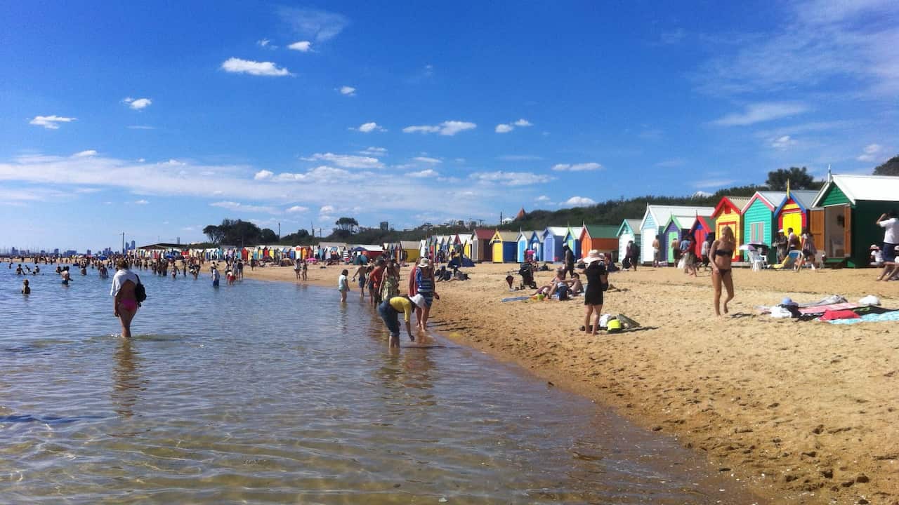 Christmas Day on Brighton Beach near Melbourne