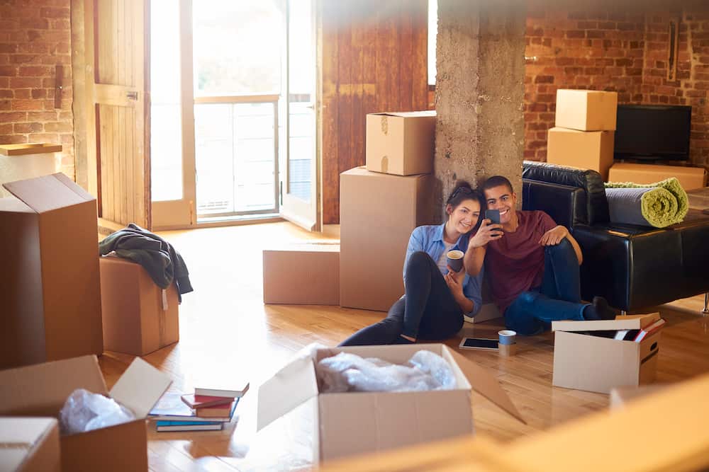 Young couple in new apartment