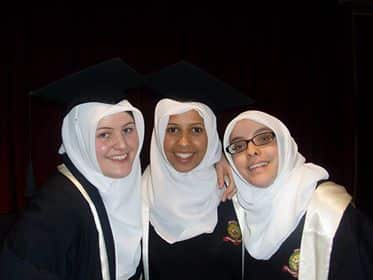 Aicha Marhfour (right) during her school days.