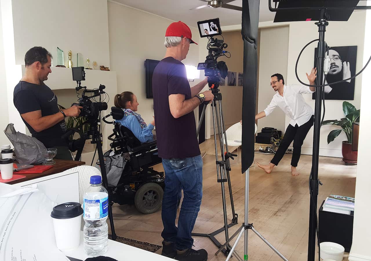 Filming on the set of 'The Milky Pop Kid'.