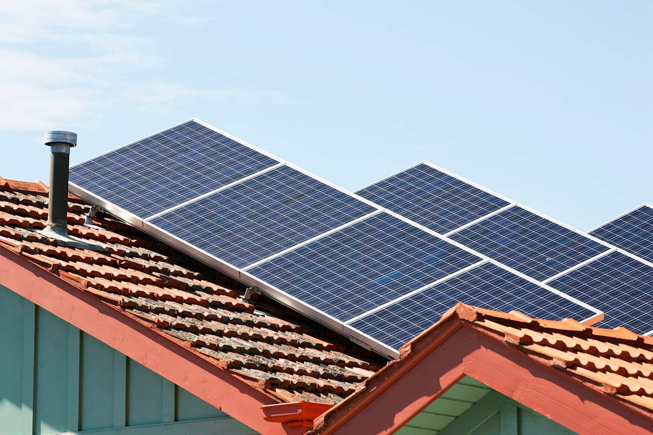 Solar panels on rooftops 