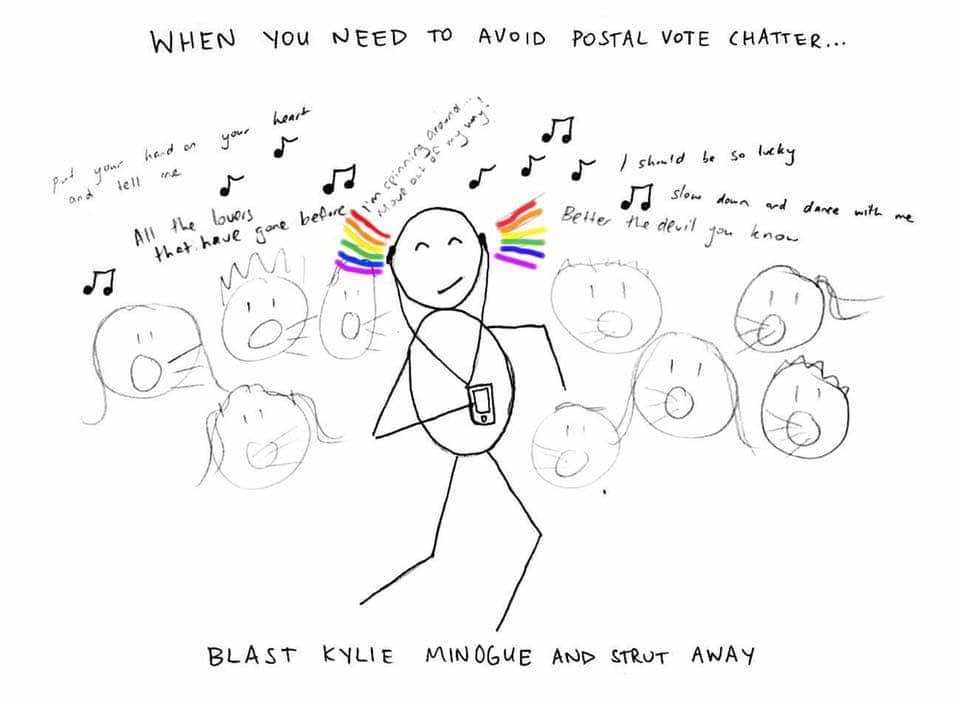 'When you need to avoid postal chatter..." by Lucy Watson.