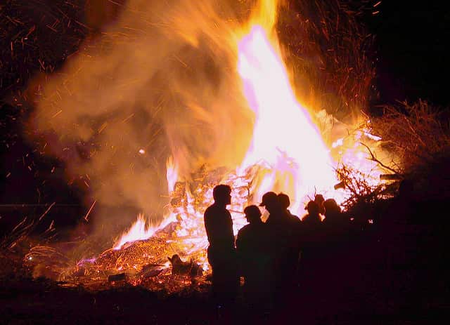 It's an Easter tradition at Etelä-Pohjanmaa, Finland: locals collect wood, twigs and other burnable stuff and set up a huge bonfire.