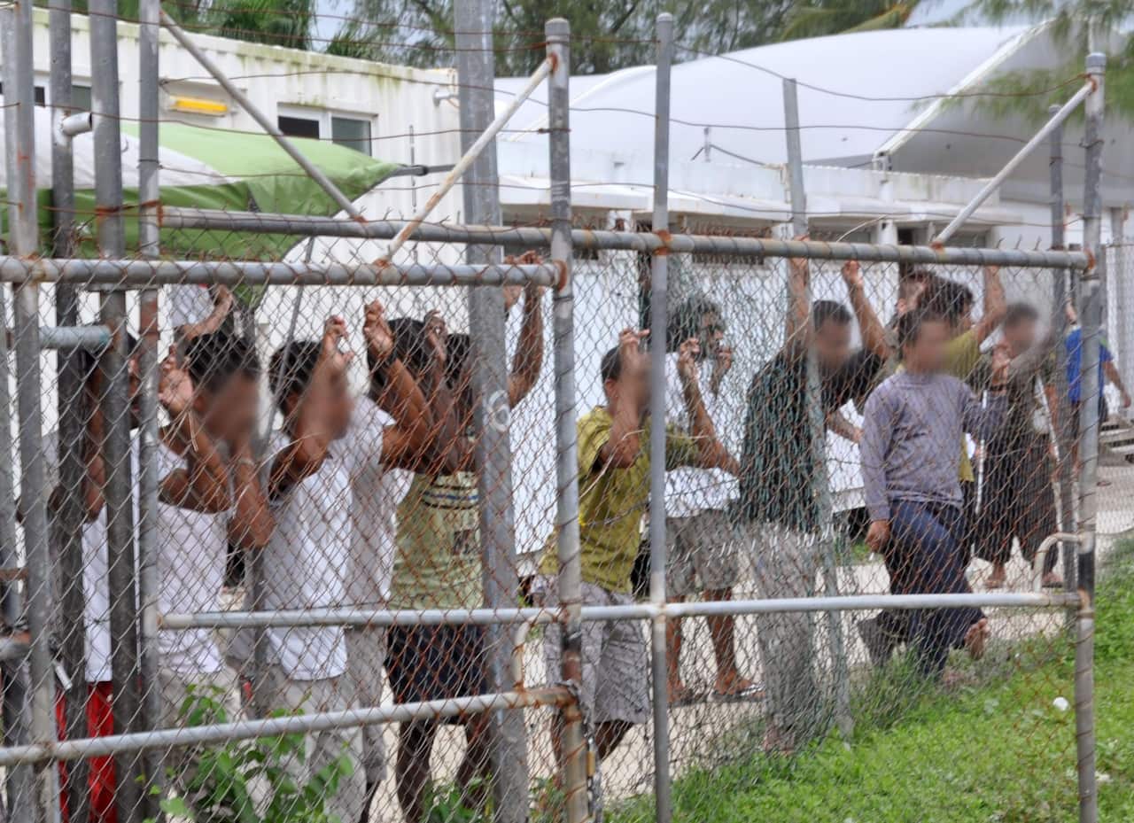 Asylum seekers in the Manus Island detention centre