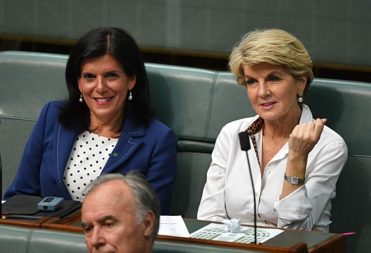 Julia Banks and Julie Bishop during Question Time in the House of Representatives.